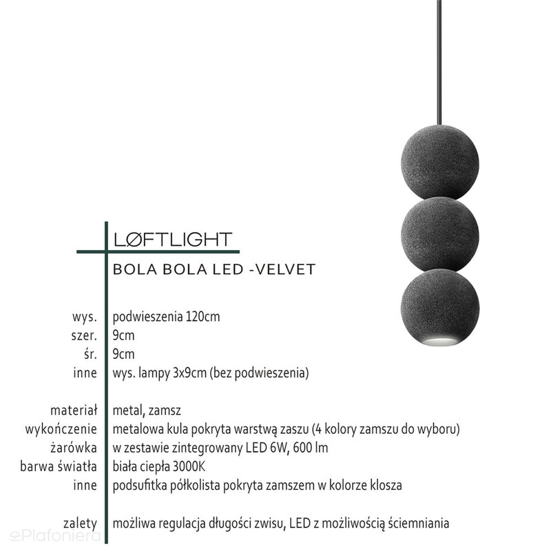 Сучасний підвісний світильник (Velvet 3), для вітальні спальні Bola Bola LED Loftlight