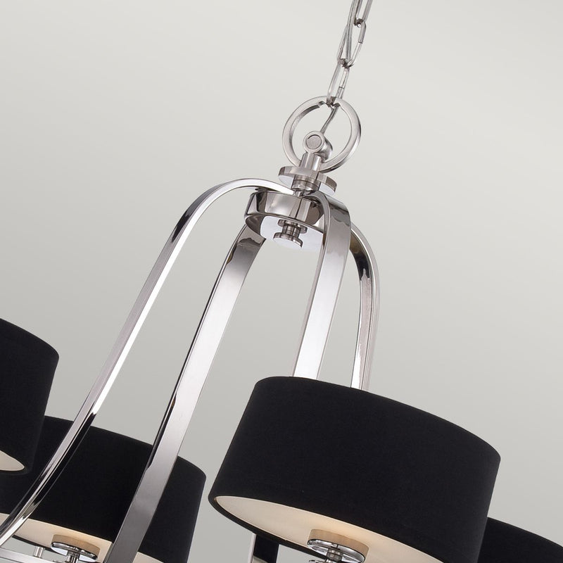 Срібний підвісний світильник - чорний абажур (77см) люстра для вітальні, спальні, їдальні (G9 4x4W) Quoizel (Gotham)
