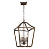 Світильник ліхтар підвісний (стара бронза) свічник 37х37см, для вітальні, кухні, спальні (4хЕ14) Feiss (Yarmouth)