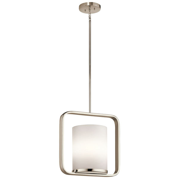 Нікель, скло 23х41см, сучасний підвісний світильник для вітальні, спальні, кухні (1xE27) Kichler (City Loft)