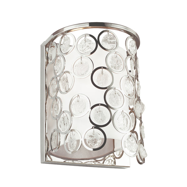 Кришталевий світильник (нікель полірований) настінний - шовковий абажур для спальні вітальні (1xE27) Фейс (Лексі)