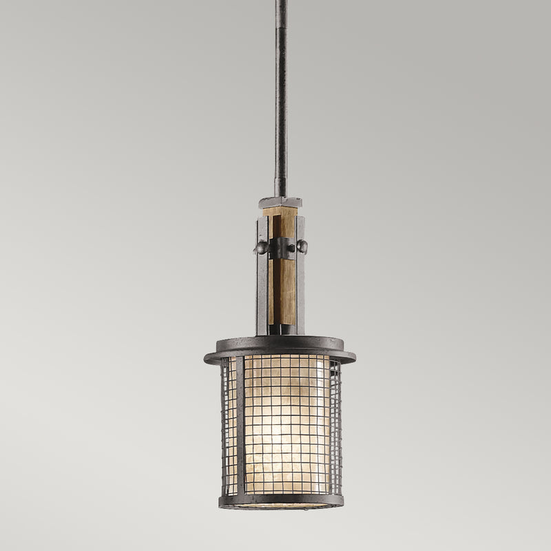 Підвісний світильник 15см, металева сітка - кований, для вітальні кухні спальні (1xE27) Kichler (Ahrendale)
