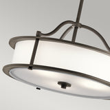 Сучасний підвісний світильник 46см (стара бронза - скло) для кухні, їдальні, вітальні (3xE27) Kichler (Emory)