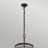 Світильник вертикальний підвісний металевий чорний (прутки, намистини) для вітальні, холу, спальні (18хЕ14) Kichler (Piper)