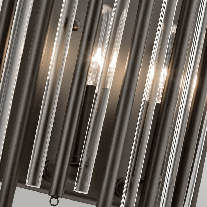 Настінний світильник металевий чорний (прутки, намистини) бра для вітальні хол спальня (2xE14) Kichler (Piper)