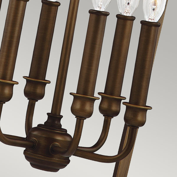 Світильник ліхтар підвісний (стара бронза) свічник 51х51см, для вітальні, кухні, спальні (6хЕ14) Feiss (Yarmouth)