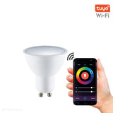 Розумна WiFi лампочка, LED GU10 молочний (5.5W - 400lm) (3000K - 6500K + RGB) Polux/SANTUY0210