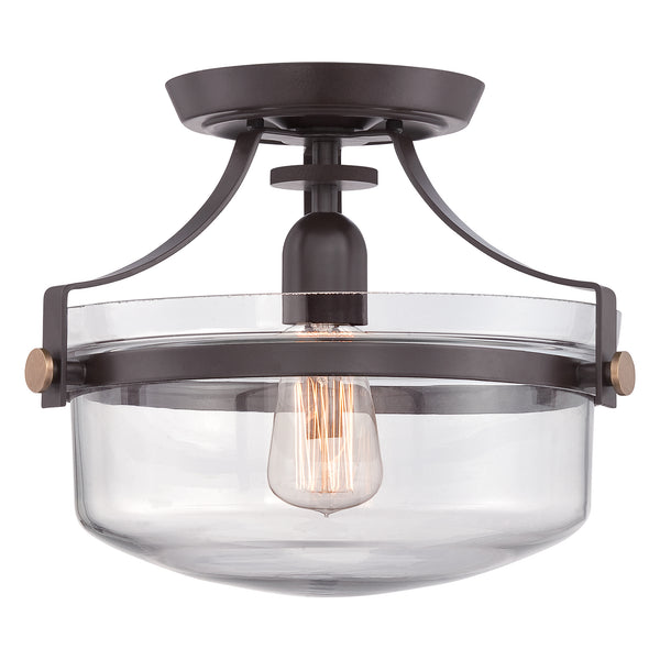 Скляний світильник (коричневий) стельовий 33см (1xE27) для кухні спальні вітальні Quoizel (Penn)