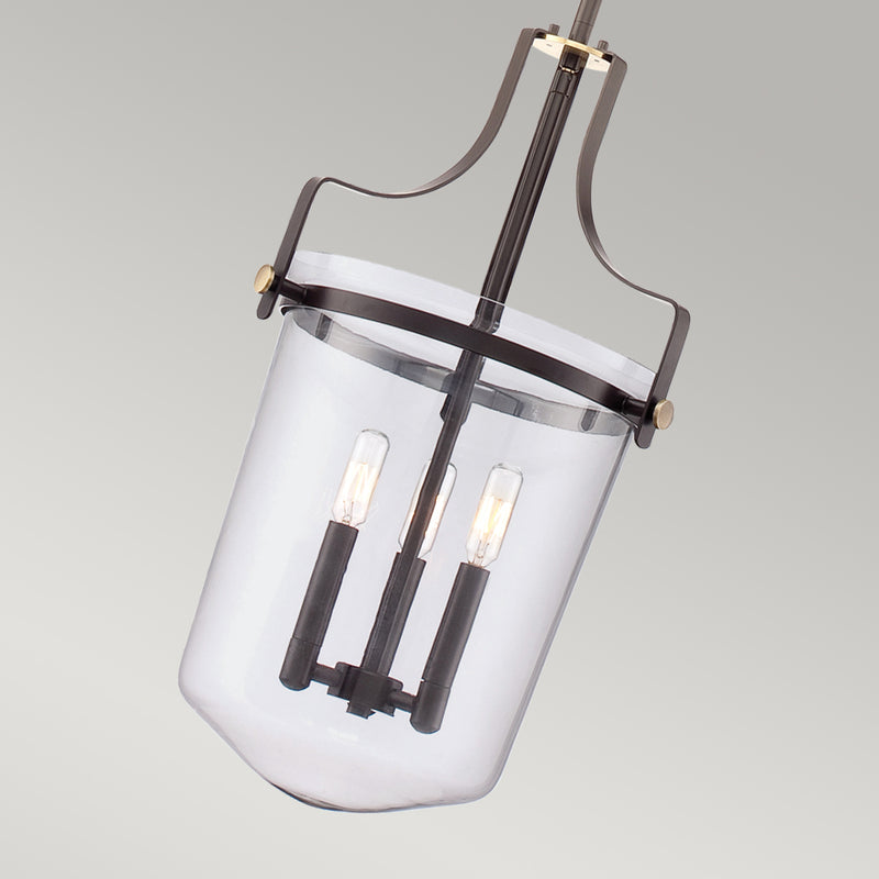 Підвісний світильник Penn glass (western brown), на кухню / над стільницею / для їдальні -Quoizel, 33см (свічник 3xE14)