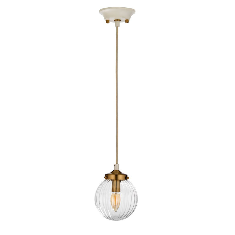 Кремовий підвісний світильник - скляна куля (1xE14) для вітальні, спальні, кухні Elstead (Космос)