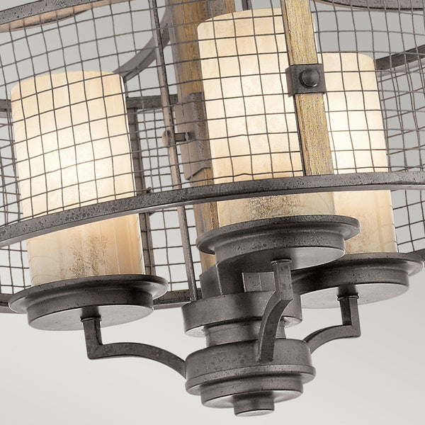 Підвісний світильник 45см, металева сітка - кований, для вітальні кухні спальні (3xE27) Kichler (Ahrendale)